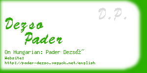 dezso pader business card